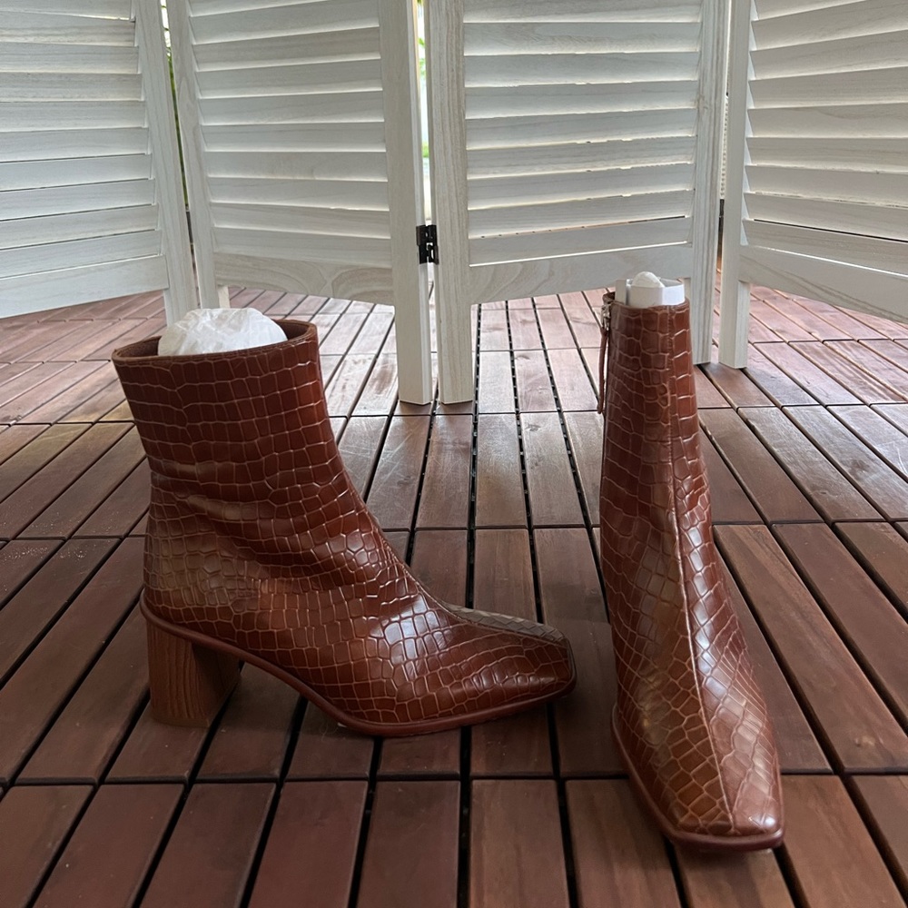 Square Toe Booties, Bought in France, Never worn!!